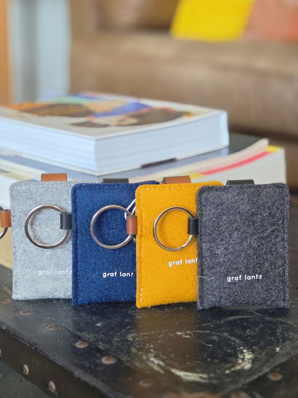 graf lantz Felt Key Card Cases (4) — Gray, Navy, Mustard, Charcoal